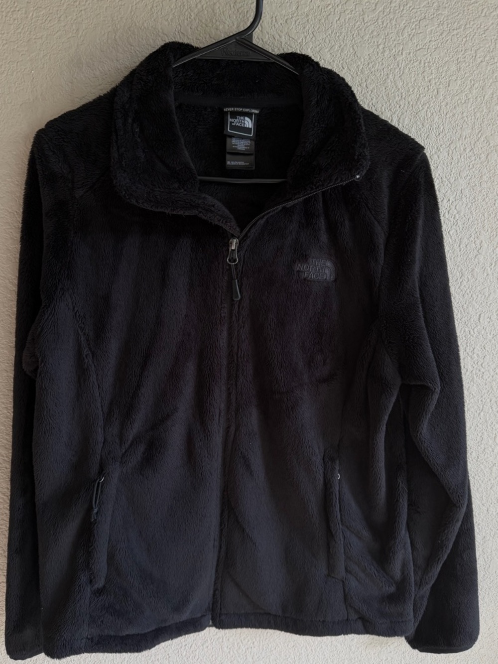 The North Face Black Plush Fleece Jacket with Embroidered Logo